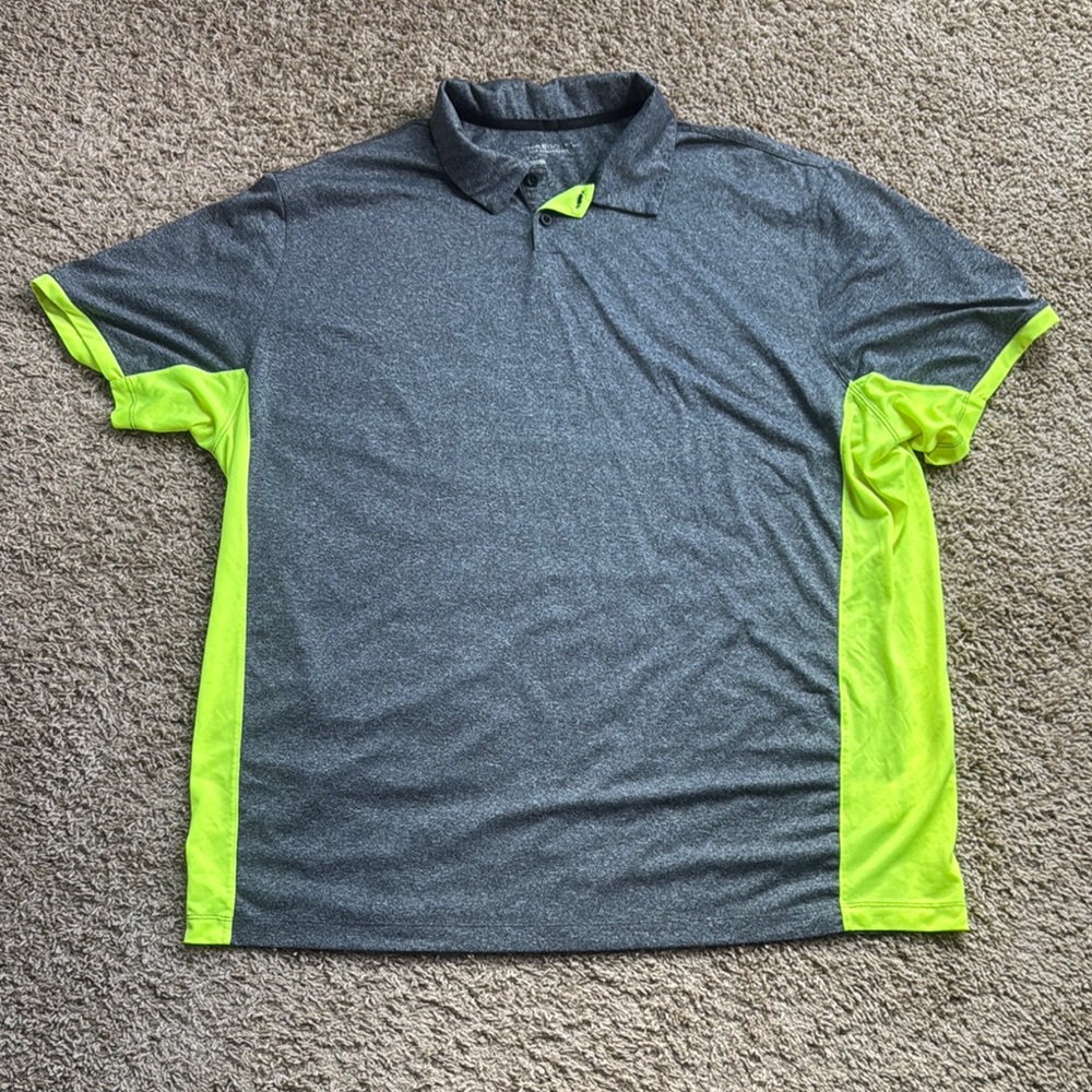 EUC Men's Nike Golf PGA Gray/Neon Green Dri-Fit Short Sleeve Polo Shirt Size 3XL
